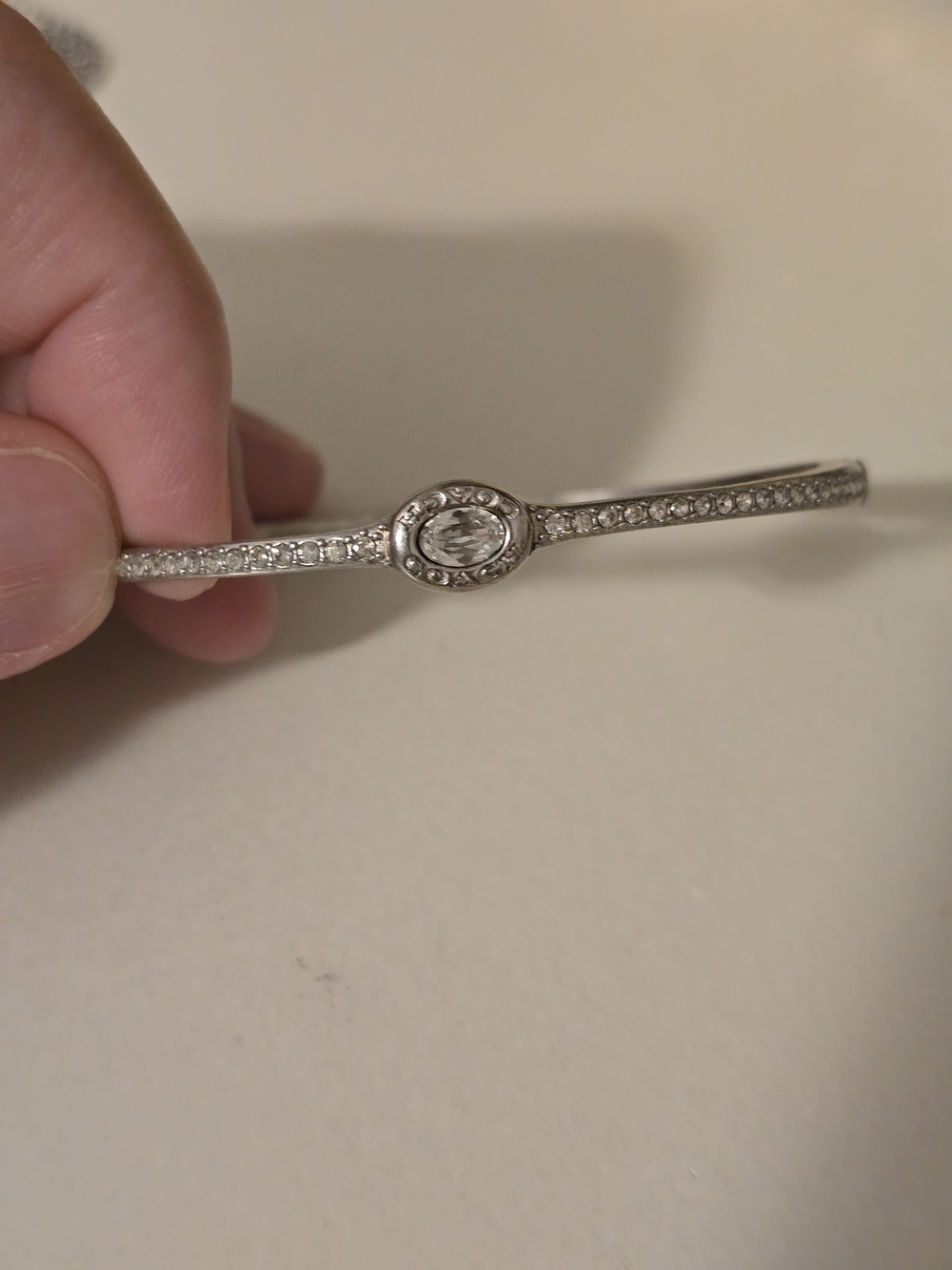 Coach Silver Crystal Pavé Bangle Bracelet - Clear